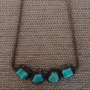 Antique Chinese Turquoise and 925 Sterling Silver Filigree Necklace